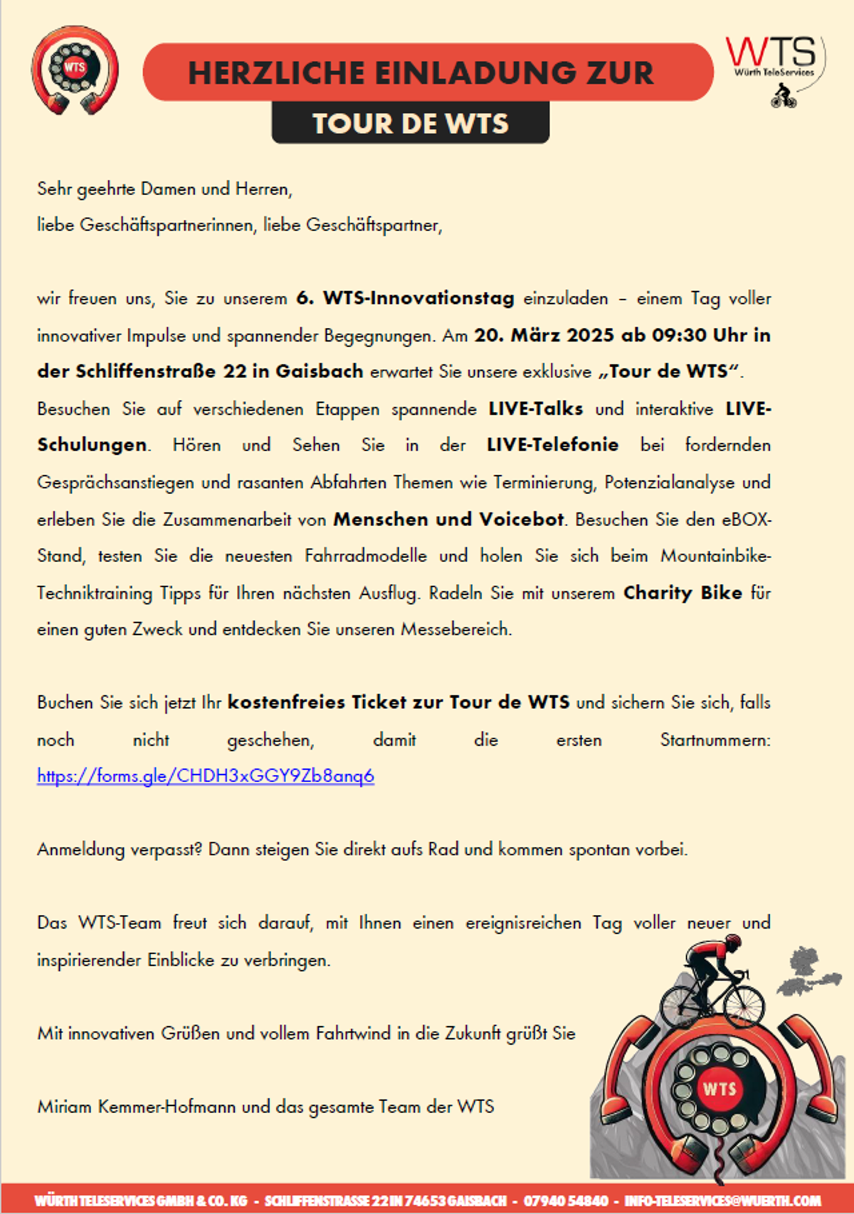 6. WTS-Innovationstag Herzliche Einladung
